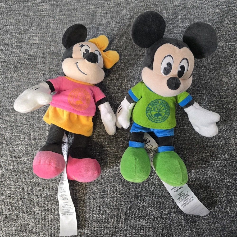 Disney Parks ANIMAL KINGDOM Mickey & Minnie Mouse DINO INSTITUTE Plush 11"